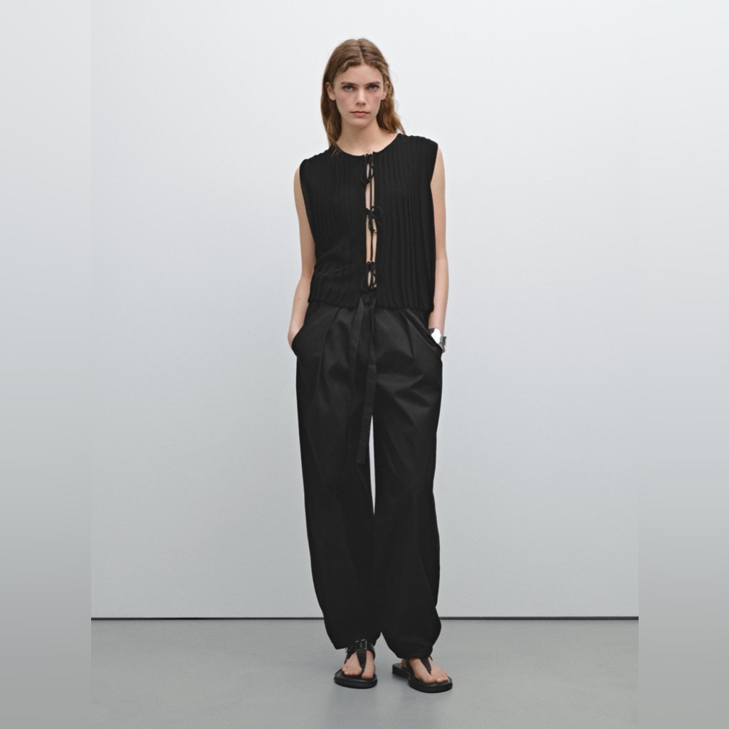 Massimo Dutti 100% Cotton Black Pull-On Elastic Waist Jogger Trousers. 4 Nwt — image 4 of 8